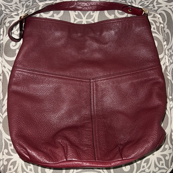 Ralph Lauren leather maroon berry burgundy large hobo bag purse Governors Lodge - Picture 6 of 17